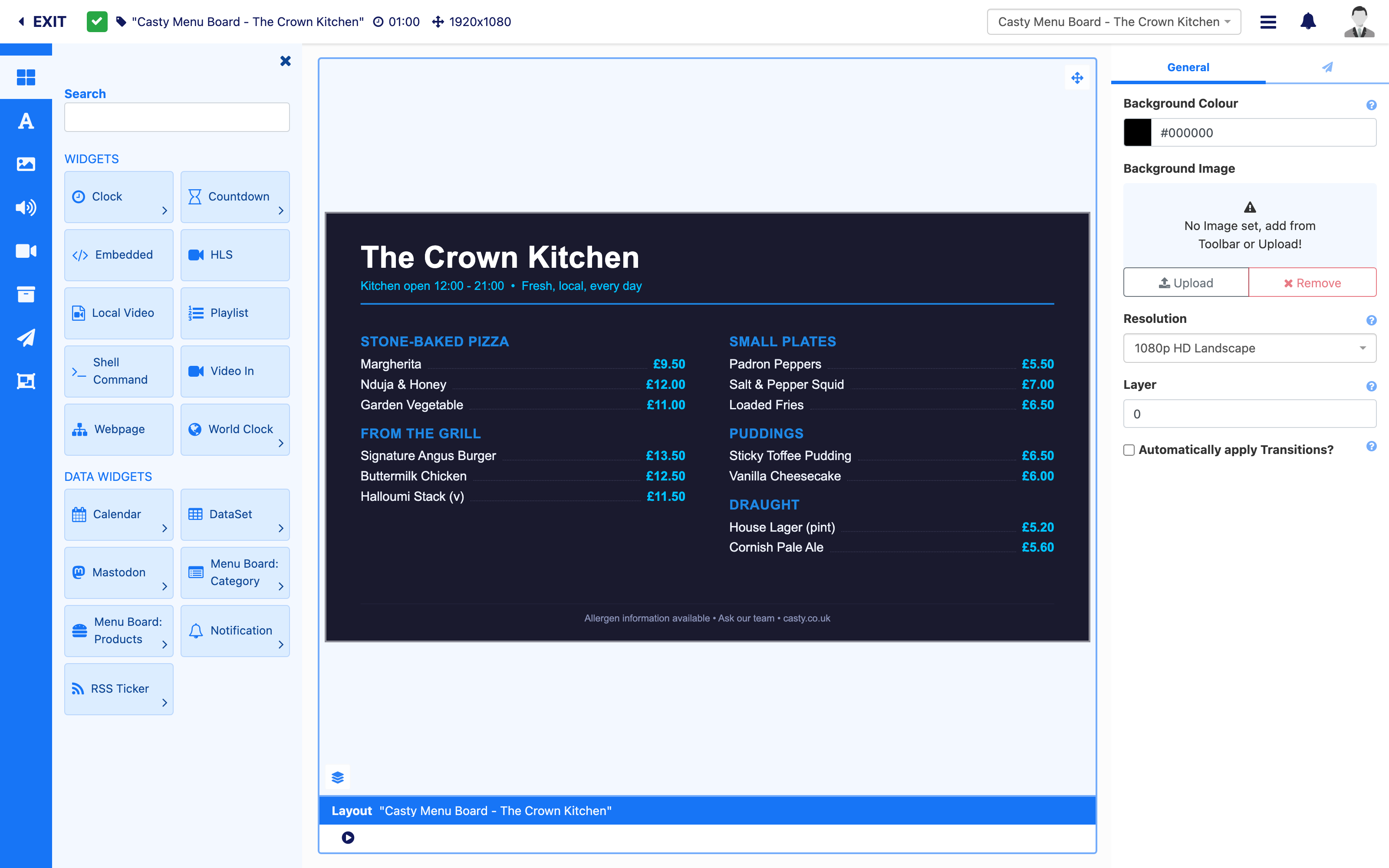 Casty widget library of content types